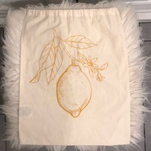 Screen Printed Lemon & Leaf Drawstring Eco-Bag